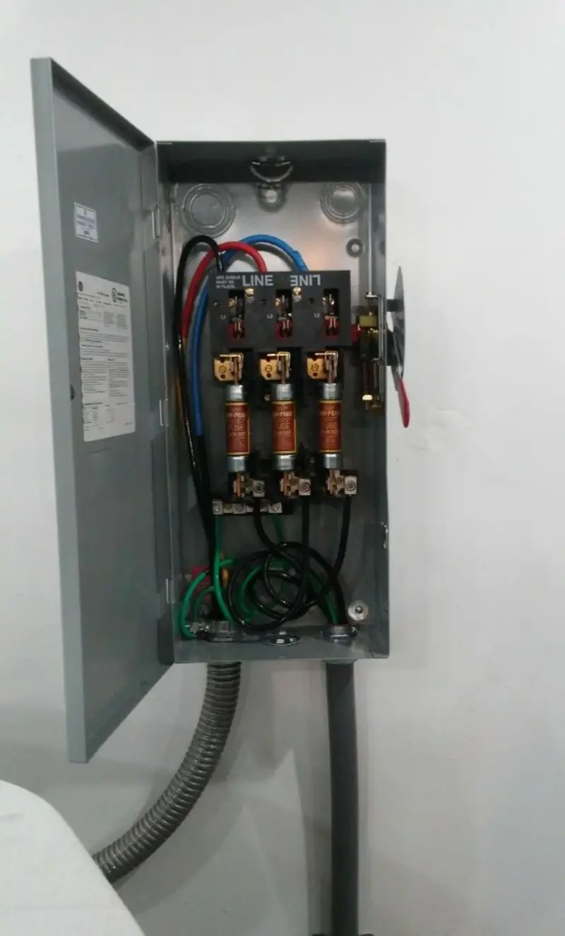 Three-phase disconnect switch installed for Smoke Detector Installation in Marcellus